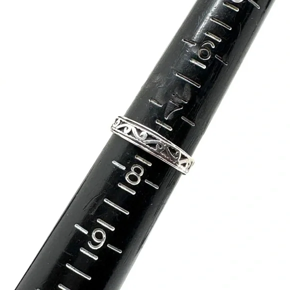 Sterling Silver Stacking Rings Dainty Bands Filigree Floral Size 7 1/2 to 7 3/4 - Picture 12 of 13